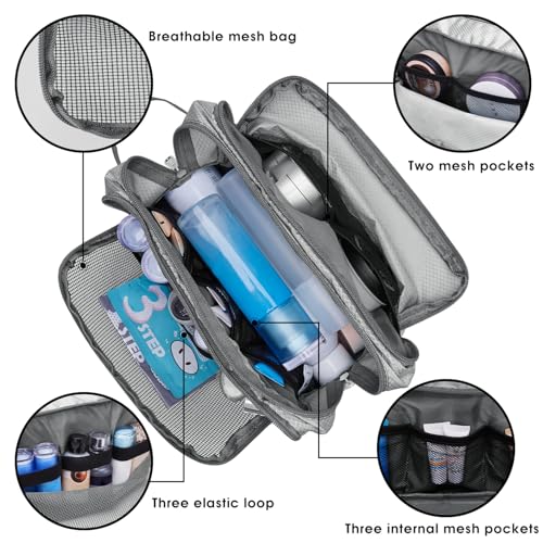 Toiletry Bag for Men Hanging Dopp Kit Water Resistant Shaving Bag Small Toiletry Bag for Traveling (Grey) - color: Grey