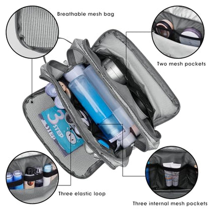 Toiletry Bag for Men Hanging Dopp Kit Water Resistant Shaving Bag Small Toiletry Bag for Traveling (Grey) - color: Grey