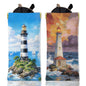 GLOBLELAND 2 Pcs Summer Soft PU Leather Glasses Bag for Sunglasses Watches Phones Makeup Brushes - color: Lighthouse
