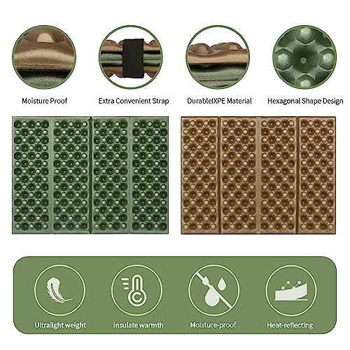 FOCHIER F Stadium Seat Pad, Camping Foam Pad, Foldable Z Stadium Seat Cushion Insulated Sitting Pad for Camping Backpacking Stadium Outdoor Picnic, Hiking, Mountaineering,Bleachers - color: Army Green 1PC