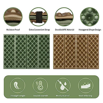 FOCHIER F Stadium Seat Pad, Camping Foam Pad, Foldable Z Stadium Seat Cushion Insulated Sitting Pad for Camping Backpacking Stadium Outdoor Picnic, Hiking, Mountaineering,Bleachers - color: Army Green 1PC