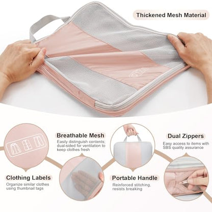 10 Set Compression Packing Cubes for Travel Gifts Mom Women,OlarHike Luggage Clothes Garment Bags for Travelers,Airplane/Cruise/Car Travel Essentials,Compressible Expandable Saver Space Bags(Beige) - color: Beige