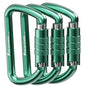 FresKaro 3inch 12kN-2698lbs Auto Locking Carabiner Clips, Solid D Shape, Heavy Duty 7075 Aluminum, Lightweight 1.09oz, Rust Proof, for Hammock, Hiking, Dog Leash, Keychain etc., Multi-Colors - color: Green-3pcs