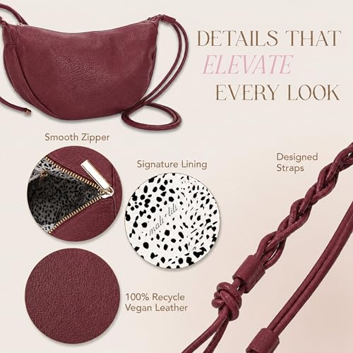 Mali&Lili Hobo Shoulder Bag for Women, Aria Convertible Crossbody Bags for Women, Vegan Leather purses, Shoulder Handbags - color: Sour Cherry