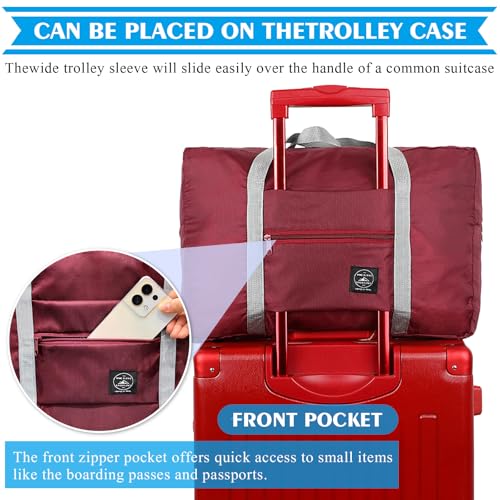 Travel Bag 36 Packes Carry on Luggage Foldable Duffel Bag Sports Gym Bag Weekender Overnight Bag Water Resistant Nylon Travel Duffel for Men Women - color: Red 36