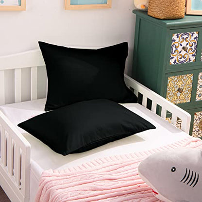 NTBAY Egyptian Cotton Toddler Pillowcases - Set of 2 - Travel Pillow Cases - 500 Thread Count Cotton 13x18 Pillow Covers - Envelope Closure Nursery Pillowcases, 13x18 Inches, Black - color: Black