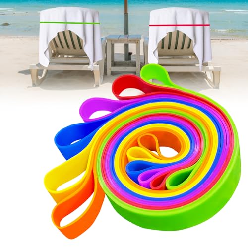 Beach Towel Band for Cruise Chairs Great Alternative to Beach Towel Clips Cruise Ship Beach Vacation Essentials 6 PCS (Six Colors, L：11.8 W：0.6 T：0.06)