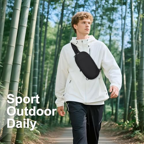 Small Sling Bag with RFID Blocking, Mini Fanny Pack for Women and Men, Convertible Crossbody Anti Theft Chest Bag for Travel Hiking Running, Black - color: Black