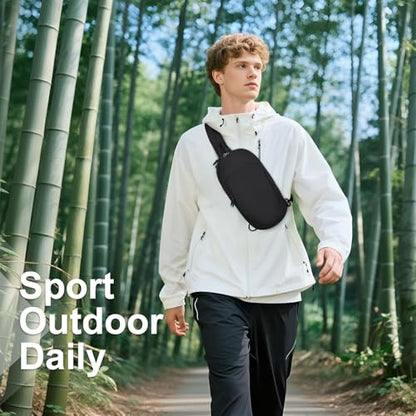 Small Sling Bag with RFID Blocking, Mini Fanny Pack for Women and Men, Convertible Crossbody Anti Theft Chest Bag for Travel Hiking Running, Black - color: Black