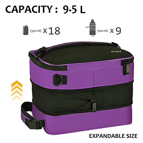Tirrinia Expandable Insulated Lunch Bag for Men Women – Leakproof Reusable Cooler LunchBox for Kids & Adults with Shoulder Strap, Perfect for Work, School, Office, Travel,Purple - color: Purple