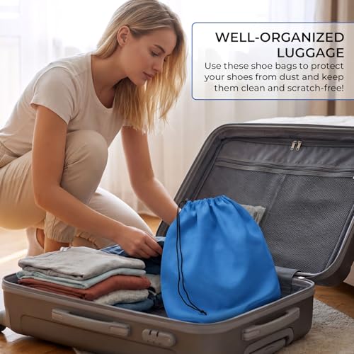 LAKE OF FIRE 4-Piece Travel Shoe Bags for Packing, 17.7" x 13.8" Dustproof Shoe Bags with Drawstring Closure,Washable & Reusable(Blue) - color: Blue