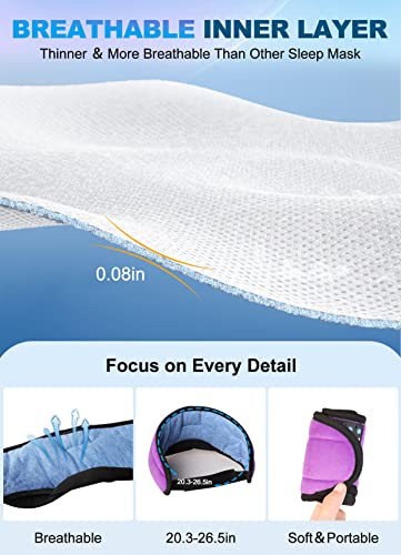 TOPOINT Sleep Mask with Headphones Bluetooth 5.4 Wireless, Sleep Headphone with Microphone Built-in HD Speakers Music, Eye Mask for Sleeping Men Women Travel Meditation Girl Cool Gadgets - color: Deep Purple, style: Ample Velvet