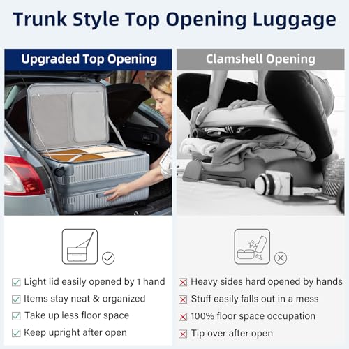 HanTrip Hard Shell Suitcases 28 Inch Large Checked Luggage with Spinner Wheels Cup Holder, Expandable Check in Luggage Lightweight Top Opening Luggage Big Rolling Suitcase with Lock, Silver - color: Arctic Silver, size: Expandable 28 Inch