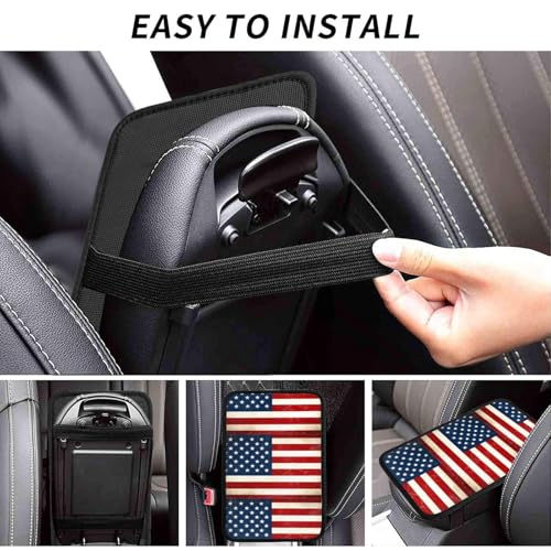 Center Console Cushion Pad Red Blue White American Flag, Universal Car Armrest Cover, Breathable Seat Protector - color: Picture (604)