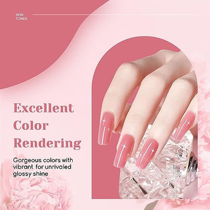 JEWHITENY 14 PCS Poly Nail Gel Kit Poly Extension Gel Kit Starter Kit With Slip Solution Professional Extension Set With LED Lamp Nail Art Design Beginner All In One - color: A01
