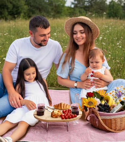 Family Picnic Basket for 4 with Table and Blanket Collapsible Cooler Bag Insulated Picnic Set for Beach Picnic Hamper Picnic Date Essentials for Outdoor Picnic Accessories
