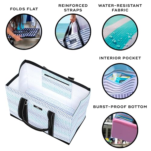 SCOUT Original Deano Tote - Durable Lightweight Open Top Beach, Pool & Lake Bag, Inside Zip Pocket, Folds Flat - color: Spotted at Sea