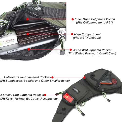 NICGID Sling Bag Chest Shoulder Backpack Crossbody Bags Casual Daypack for Men Women - color: Dark Green