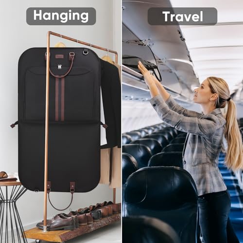 BALEINE Travel Garment Bag, Travel Suit Bag for Men, Water Resistant Carry on Garment Bag for Hanging Clothes, Garment Duffel Bag for Travel Business (Black) - color: Black