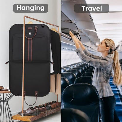 BALEINE Travel Garment Bag, Travel Suit Bag for Men, Water Resistant Carry on Garment Bag for Hanging Clothes, Garment Duffel Bag for Travel Business (Black) - color: Black