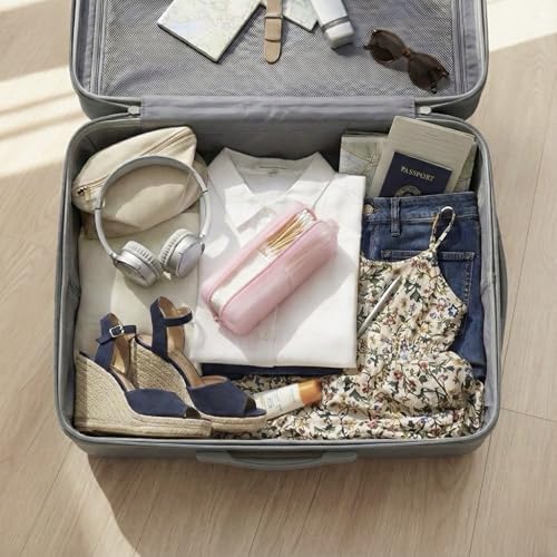 Cotton Pad Swab Travel Case, 2-in-1 Waterproof Organizer, VISFRESH (Pink) - color: Pink