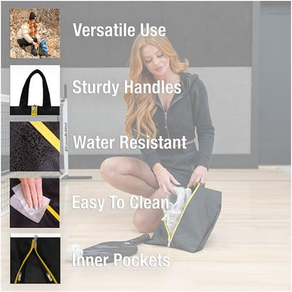 2 Pack Water Resistant Travel Shoe Bags with 2 Inner Pockets - Shoe Carrier Storage Cube Pouch with Zipper & Handle - Portable Shoe Bag for Gym, Traveling, Dance, Cross Country- Black & Grey - style: Black & Grey - 2 Pack