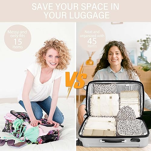 KPX 8 Set Packing Cubes for Travel, Luggage Packing Organizers Accessories Large Toiletries Bag for Clothes Shoes Cosmetics (Leopard) - color: 8Set-Leopard