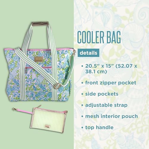 Lilly Pulitzer Beach and Picnic Cooler, Insulated Bag with Adjustable Shoulder Strap and Zipper, Soft Cooler - color: Throw Me A Line