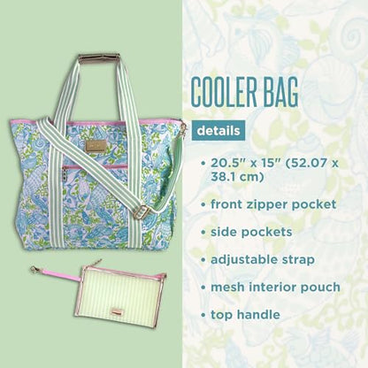 Lilly Pulitzer Beach and Picnic Cooler, Insulated Bag with Adjustable Shoulder Strap and Zipper, Soft Cooler - color: Throw Me A Line