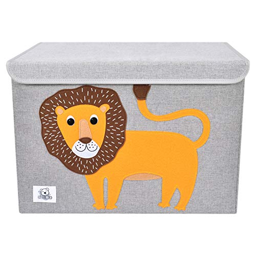 Foldable Large Kids Toy Chest with Flip-Top Lid, Collapsible Fabric Animal Toy Storage Organizer/Bin/Box/Basket/Trunk for Toddler, Children and Baby Nursery (Lion) - color: Lion