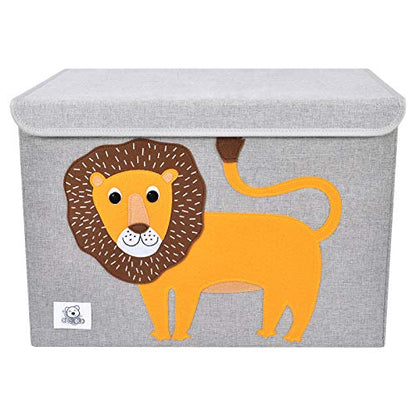 Foldable Large Kids Toy Chest with Flip-Top Lid, Collapsible Fabric Animal Toy Storage Organizer/Bin/Box/Basket/Trunk for Toddler, Children and Baby Nursery (Lion) - color: Lion