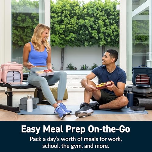 Bentgo Prep Deluxe Insulated Multimeal Bag - Lunch Box Bag, Holds 5 Meals, Premium Insulation up to 8 Hrs, Durable, Water-Resistant - Large Capacity For Adult Meal Prep (Navy Blue) - color: Navy Blue