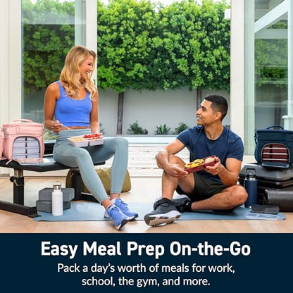 Bentgo Prep Deluxe Insulated Multimeal Bag - Lunch Box Bag, Holds 5 Meals, Premium Insulation up to 8 Hrs, Durable, Water-Resistant - Large Capacity For Adult Meal Prep (Navy Blue) - color: Navy Blue