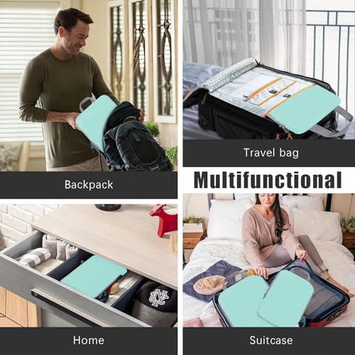 PANDA JOYS 4 Set Compression Packing Cubes Travel - Travel Accessories Expandable Packing Organizers for Carry On - Essentials Luggage Bags - Light Teal - color: Light Teal