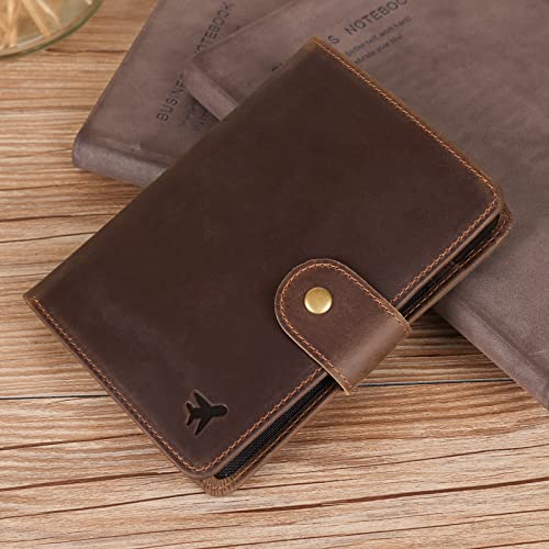 Polare Luxury RFID Blocking Leather Passport Holder Travel Wallet For Men and Women (Dark Brown(Snap Version)) - color: Dark Brown(Snap Version)