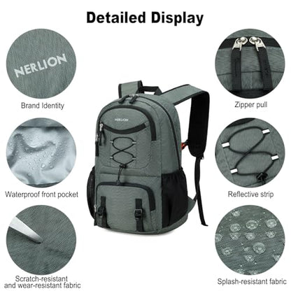 Nerlion Lightweight Foldable 35L Hiking Backpack Travel Backpack for Men Women Camping Waterproof Outdoor Hiking Daypack Backpack Dark Gray - color: Dark Gray