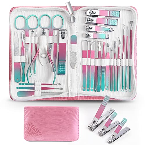 WOAMA Manicure Set 30 In 1 Pedicure Kit Nail Clippers Set Manicure Kit Professional Stainless Steel Nail Kit For Women Men - color: Rainbow