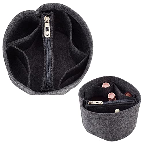 WADORN Felt Purse Organizer Insert, Black (Round, 5.1x4.65in) Materials, Efficient Storage, Practical Design, for LV Cannes & Other Bucket Bags - color: Black