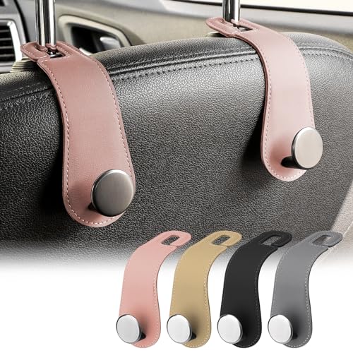 JESTOP Leather Car Seat Storage Hanger, 2 Pack Stylish Hooks for Purses Bags, Coats Umbrellas, Pink - color: Pink, size: 2 PCS