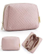 BAGSMART Small Makeup Bag, Compact Cosmetic Pouch for Women for Purse, Travel Toiletry Organizer with Wide Open Design, Pink - color: 01-Pink