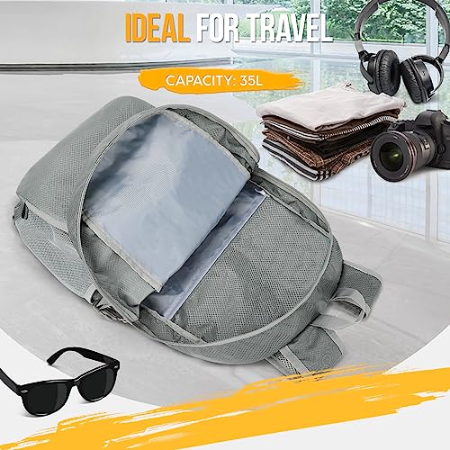 ZOMAKE Lightweight Packable Backpack 35L, Light Foldable Backpacks Water Resistant Collapsible Hiking Bag, Compact Folding Day Pack for Travel Camping(Sliver Grey) - color: Sliver Grey