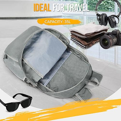 ZOMAKE Lightweight Packable Backpack 35L, Light Foldable Backpacks Water Resistant Collapsible Hiking Bag, Compact Folding Day Pack for Travel Camping(Sliver Grey) - color: Sliver Grey