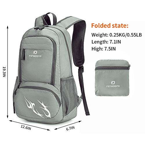 FENGDONG 35L Lightweight Foldable Waterproof Packable Travel Small Hiking Backpack Daypack for men women - color: A4-grey-upgrade