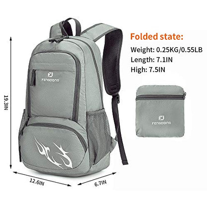 FENGDONG 35L Lightweight Foldable Waterproof Packable Travel Small Hiking Backpack Daypack for men women - color: A4-grey-upgrade