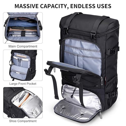 WITZMAN Travel Backpack for Men Large 3 in 1 Convertible Airline Approved Carry-on Luggage Backpack(B715 Black) - color: Black