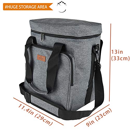 Freshore® Insulated Wine Carrier 6 Bottle Bag Tote Removable Padded Divider Cooler - Portable Travel Carrying Canvas Case Adjustable Shoulder Strap - (Space Grey)