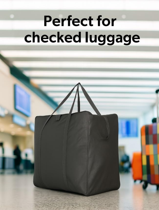 Extra Large Foldable Duffel Bag for Travel – Heavy-Duty Cargo Bag with Zippers & Reinforced Handles, TSA Approved, Water-Resistant, Security strap 36x27x16inch, load up to 120 lb - size: 36 inch