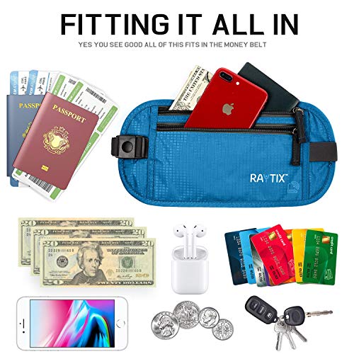 Money Belt For Travel – RFID Blocking Waist Pouch Passport Holder Wallet Belt – Waterproof Hidden Travel Fanny Pack For Men & Women – Secure, Lightweight, Adjustable Strap – Blue - color: blue