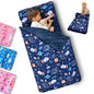 Primlect Toddler Nap Mat with Removable Pillow and Fleece Blanket, Extra Large 55''x35'' Sleeping Bag, Washable, Light, Easy to Roll up, Perfect for Daycare, Preschool, Kindergarten, Travel - color: Space Ship