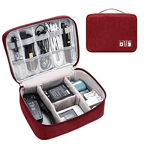Electronics Organizer Travel Cable Organizer Bag Waterproof Portable Digital Storage Bag Electronic Accessories Case Cable Charger Organizer Case - color: Red
